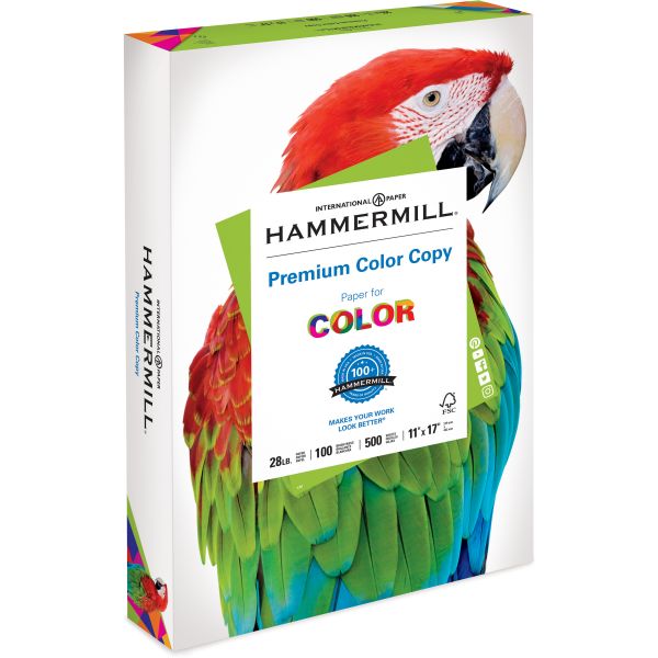 HAM102541 Hammermill Copy Paper, 100 Brightness, 28 lb, 11 x 17, Photo White, 500 Sheets/Ream