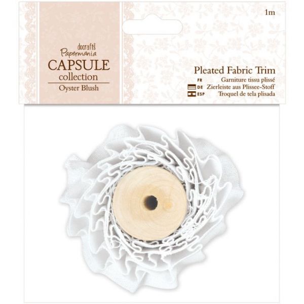 NOTM320980 Papermania Oyster Blush Pleated Fabric Trim 1m