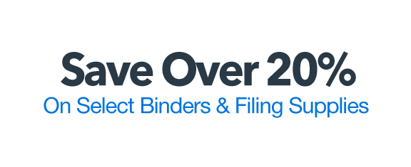 Save over 20% on select binders and filing supplies