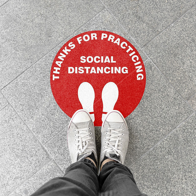 thanks for social distancing floor decals